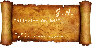 Gallovits Anikó névjegykártya